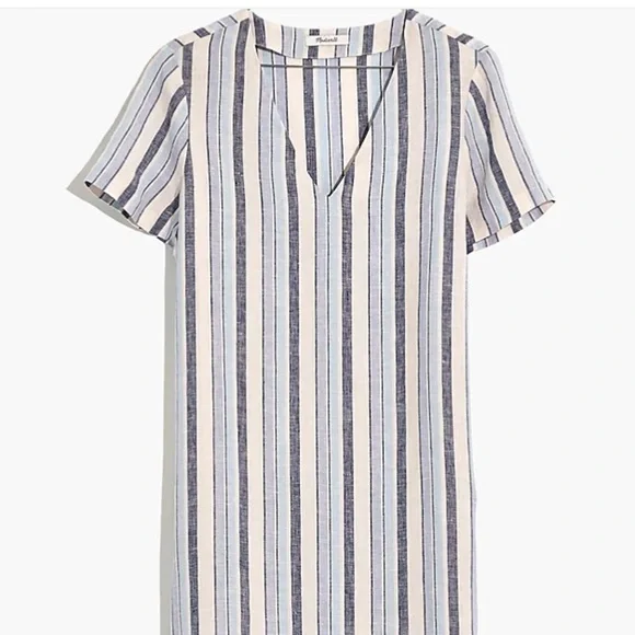 Madewell Linen Side-Button Striped Easy Dress Size XXS - Picture 4 of 16